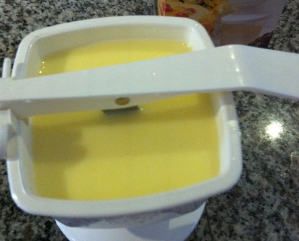 Butter Poured into the Bel Cream Maker